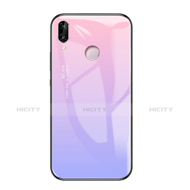 Custodia Silicone Specchio Laterale Sfumato Arcobaleno Cover per Huawei Honor Play Viola