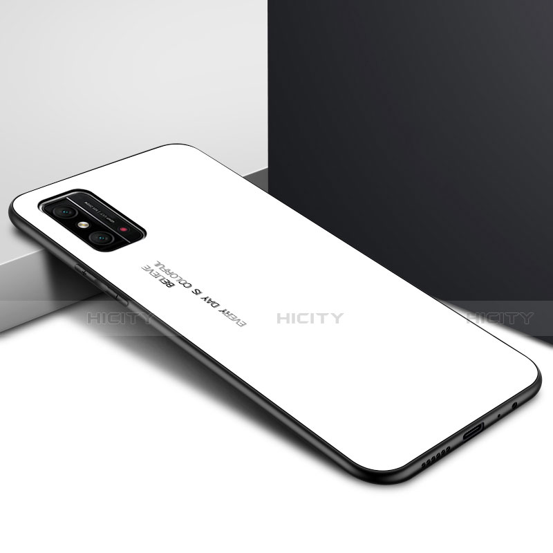 Custodia Silicone Specchio Laterale Sfumato Arcobaleno Cover per Huawei Honor X10 Max 5G Bianco