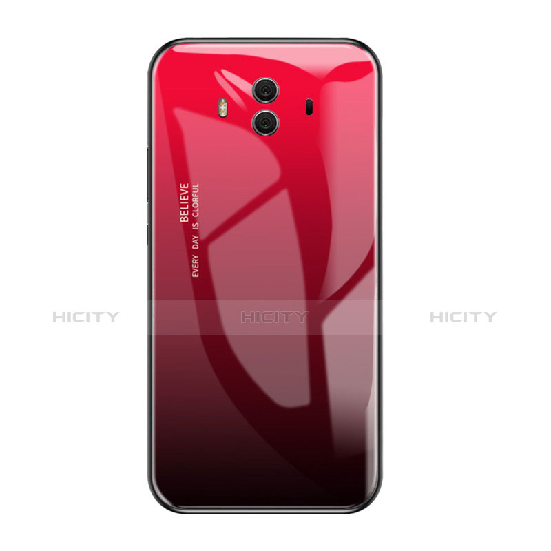 Custodia Silicone Specchio Laterale Sfumato Arcobaleno Cover per Huawei Mate 10 Rosso