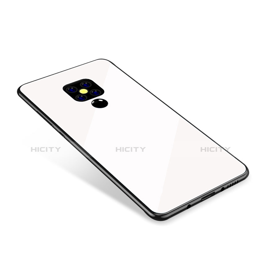 Custodia Silicone Specchio Laterale Sfumato Arcobaleno Cover per Huawei Mate 20 Bianco