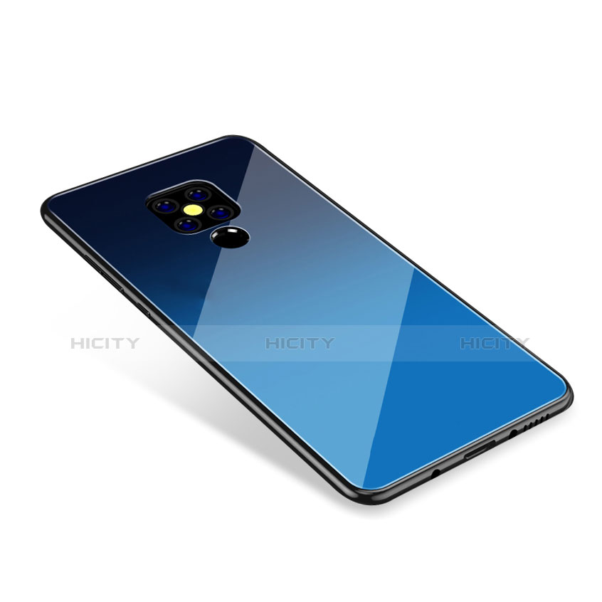 Custodia Silicone Specchio Laterale Sfumato Arcobaleno Cover per Huawei Mate 20 Blu