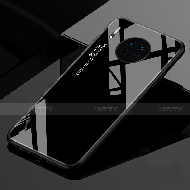 Custodia Silicone Specchio Laterale Sfumato Arcobaleno Cover per Huawei Mate 30 Nero