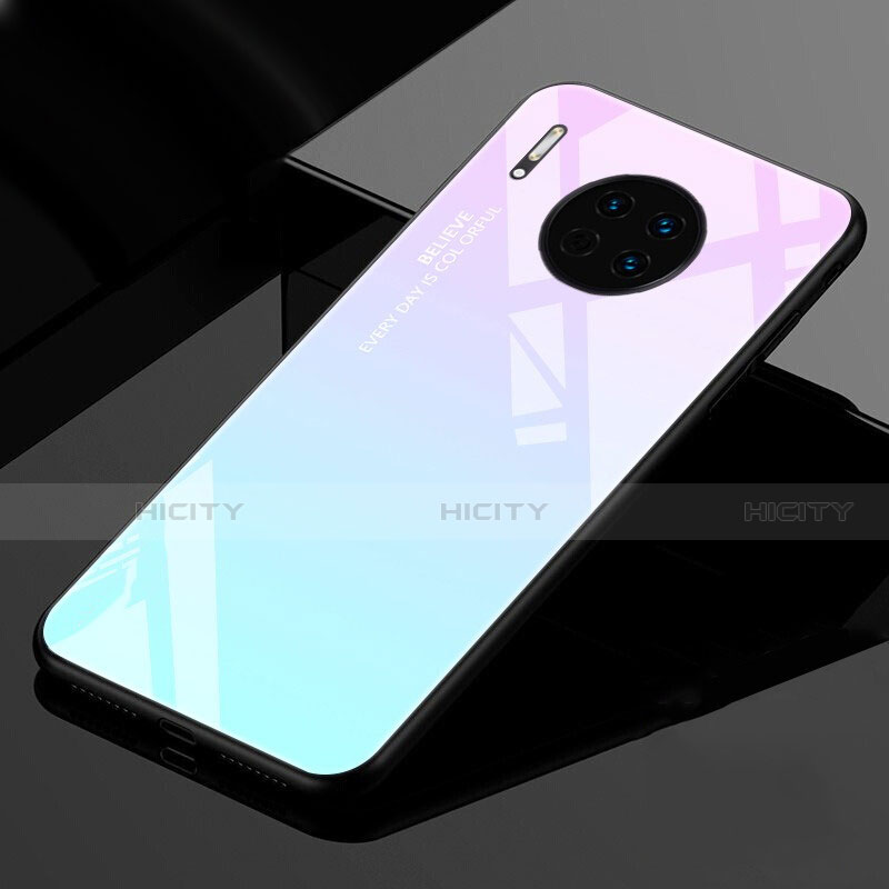 Custodia Silicone Specchio Laterale Sfumato Arcobaleno Cover per Huawei Mate 30 Pro