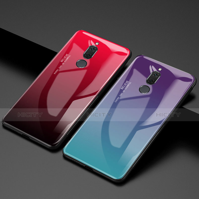 Custodia Silicone Specchio Laterale Sfumato Arcobaleno Cover per Huawei Nova 2i