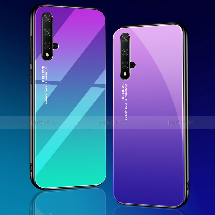 Custodia Silicone Specchio Laterale Sfumato Arcobaleno Cover per Huawei Nova 5 Pro