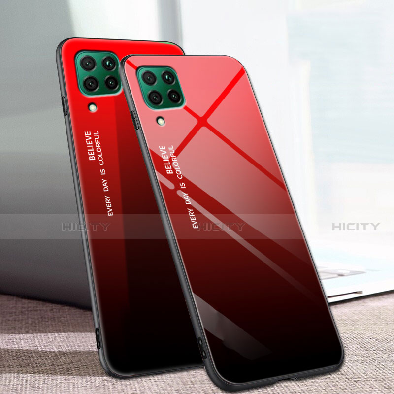 Custodia Silicone Specchio Laterale Sfumato Arcobaleno Cover per Huawei Nova 6 SE Rosso