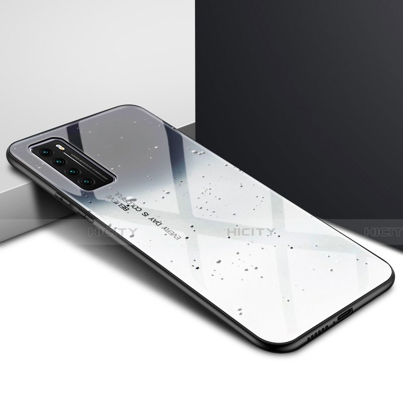 Custodia Silicone Specchio Laterale Sfumato Arcobaleno Cover per Huawei Nova 7 5G