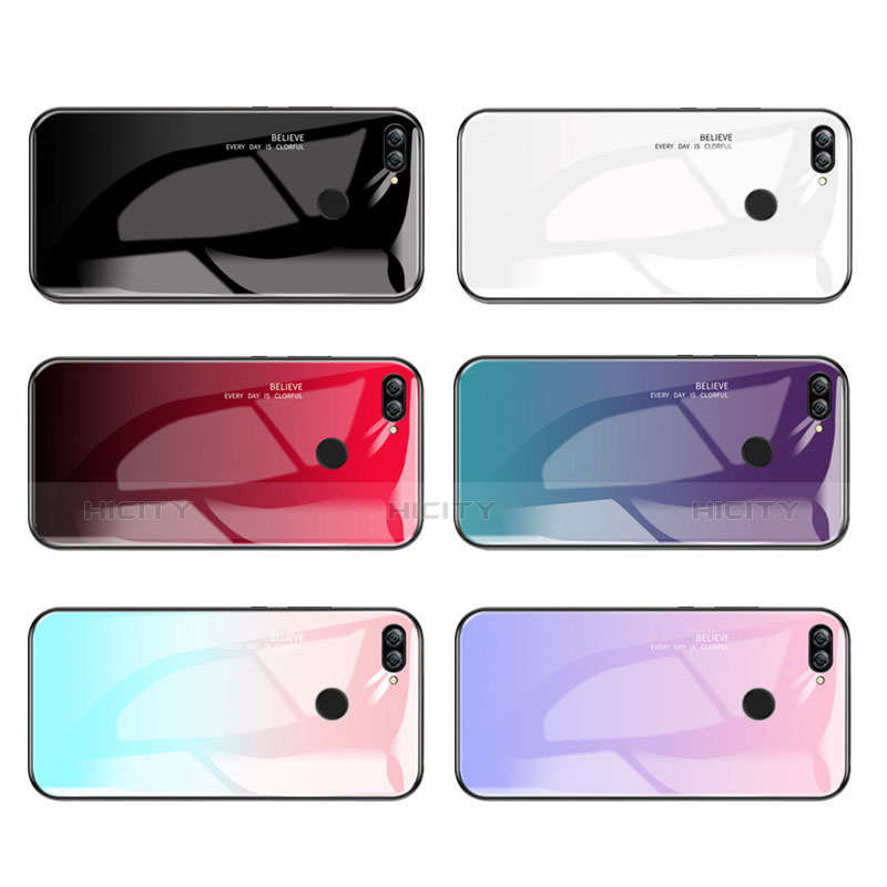 Custodia Silicone Specchio Laterale Sfumato Arcobaleno Cover per Huawei P Smart