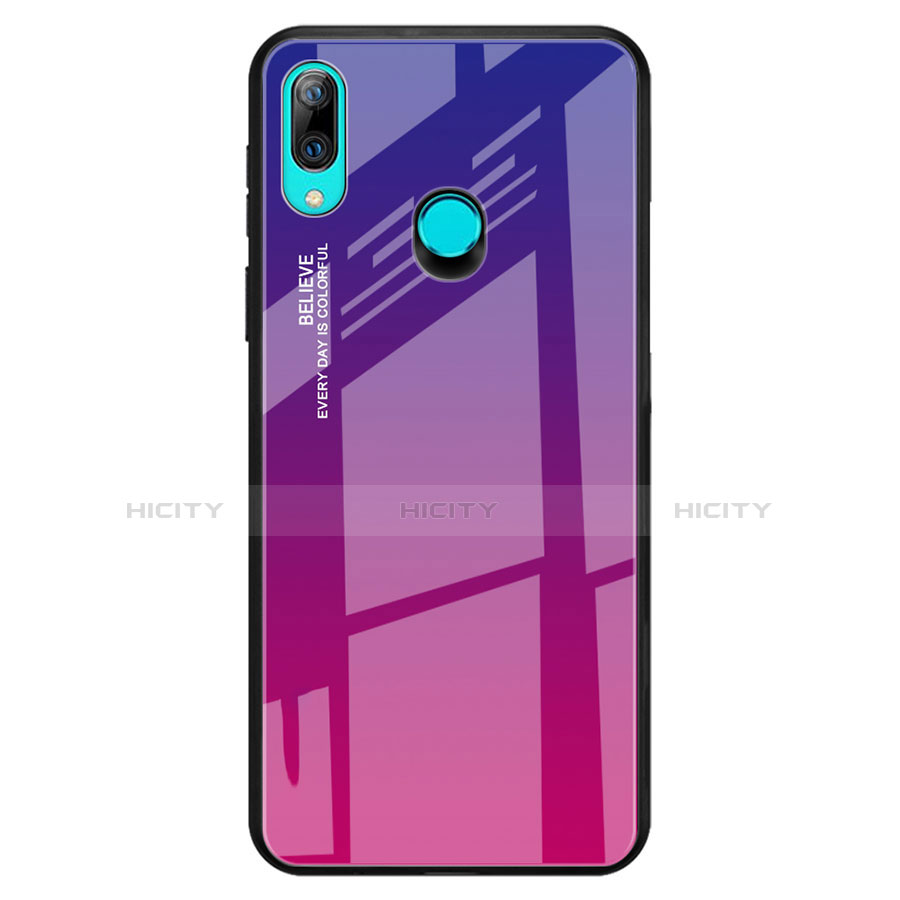 Custodia Silicone Specchio Laterale Sfumato Arcobaleno Cover per Huawei P Smart Z Rosa Caldo