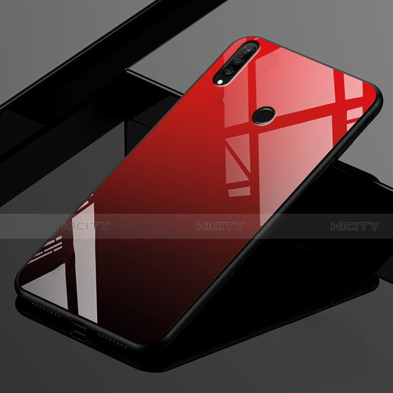 Custodia Silicone Specchio Laterale Sfumato Arcobaleno Cover per Huawei P30 Lite New Edition Rosso