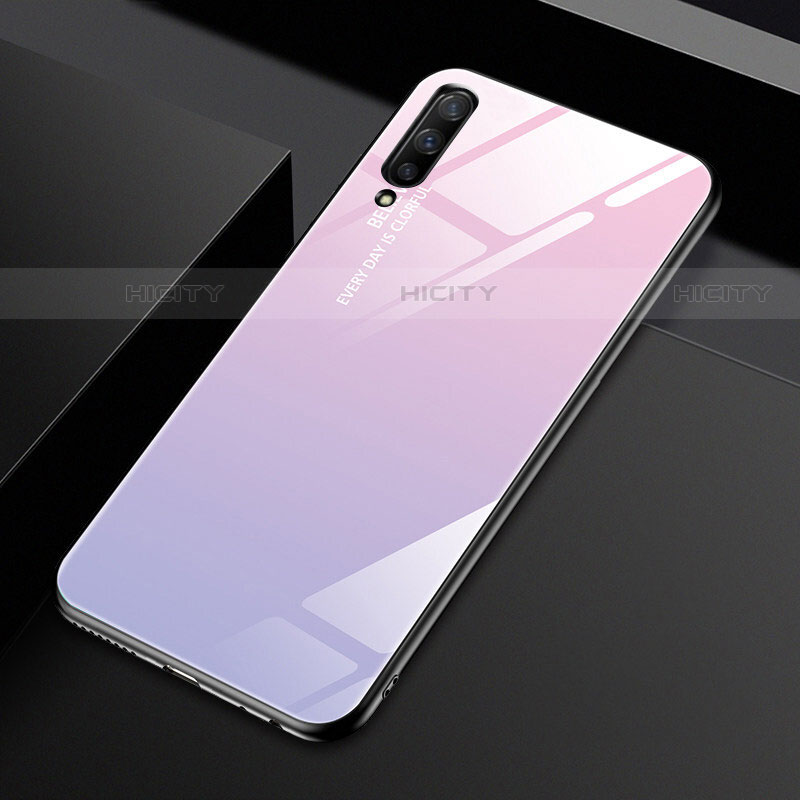 Custodia Silicone Specchio Laterale Sfumato Arcobaleno Cover per Huawei Y9s Rosa