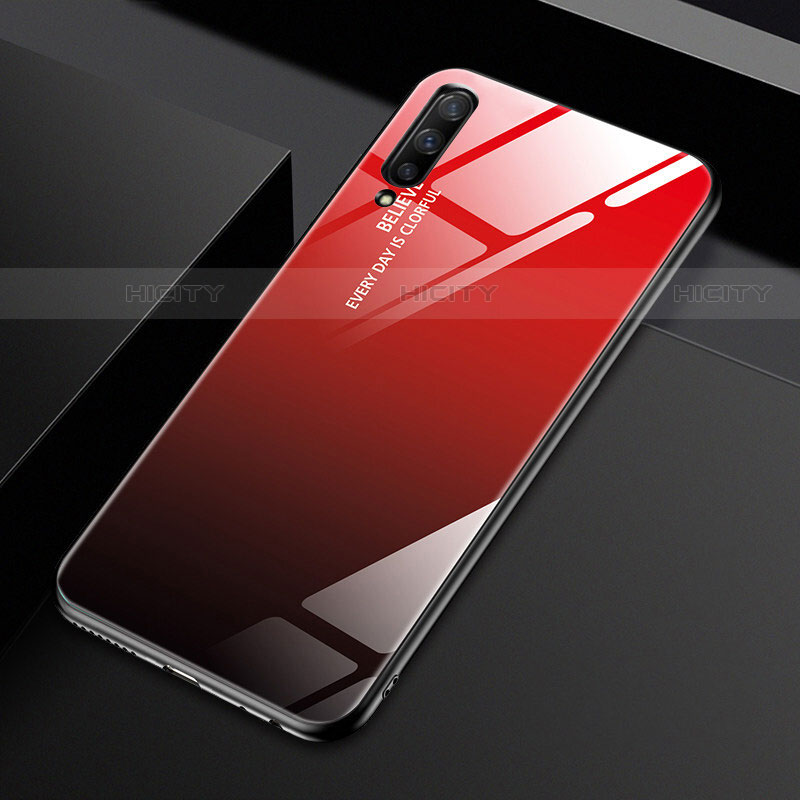 Custodia Silicone Specchio Laterale Sfumato Arcobaleno Cover per Huawei Y9s Rosso