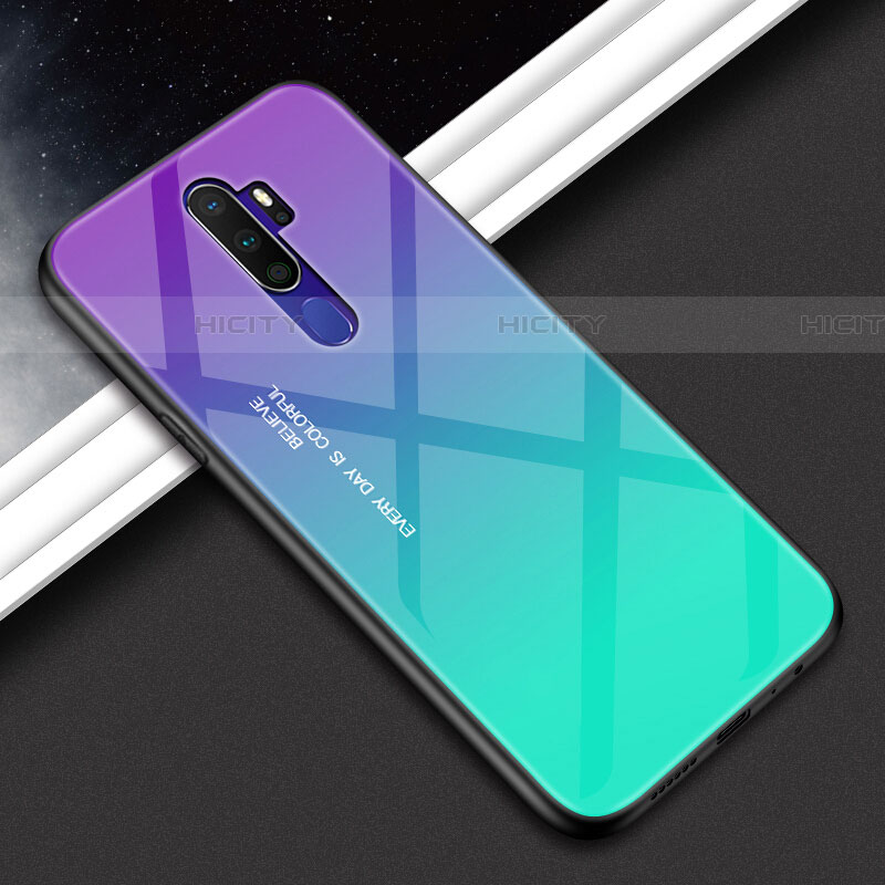 Custodia Silicone Specchio Laterale Sfumato Arcobaleno Cover per Oppo A11X