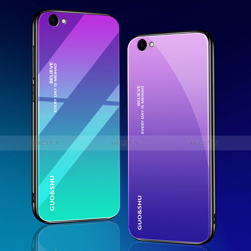 Custodia Silicone Specchio Laterale Sfumato Arcobaleno Cover per Oppo A3