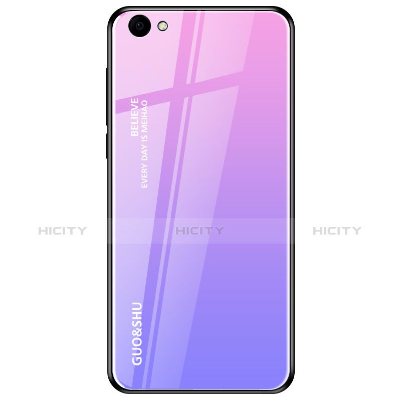 Custodia Silicone Specchio Laterale Sfumato Arcobaleno Cover per Oppo A3 Viola