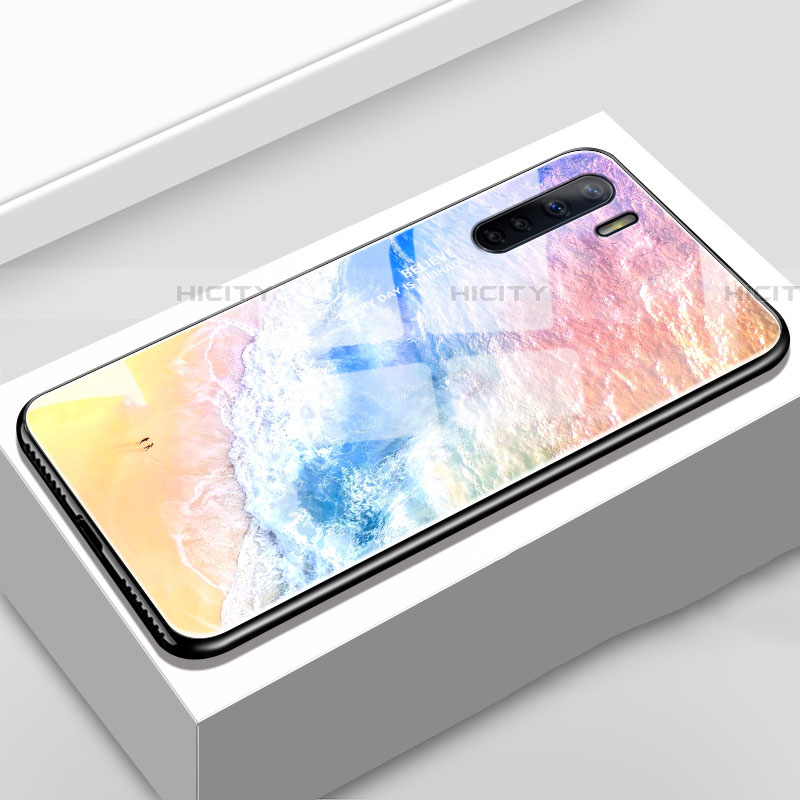 Custodia Silicone Specchio Laterale Sfumato Arcobaleno Cover per Oppo A91