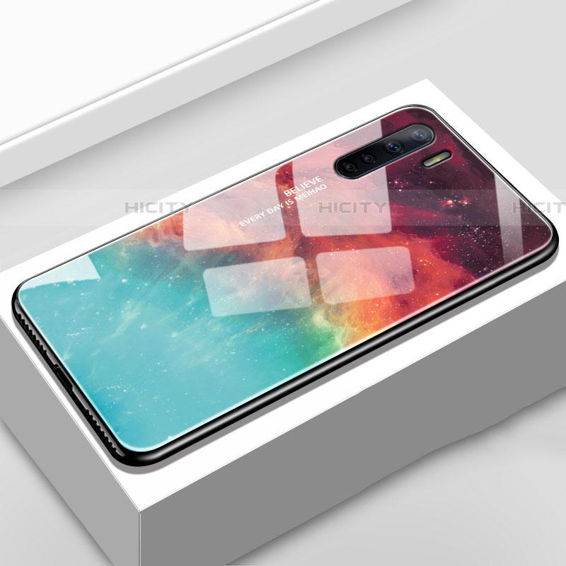 Custodia Silicone Specchio Laterale Sfumato Arcobaleno Cover per Oppo A91