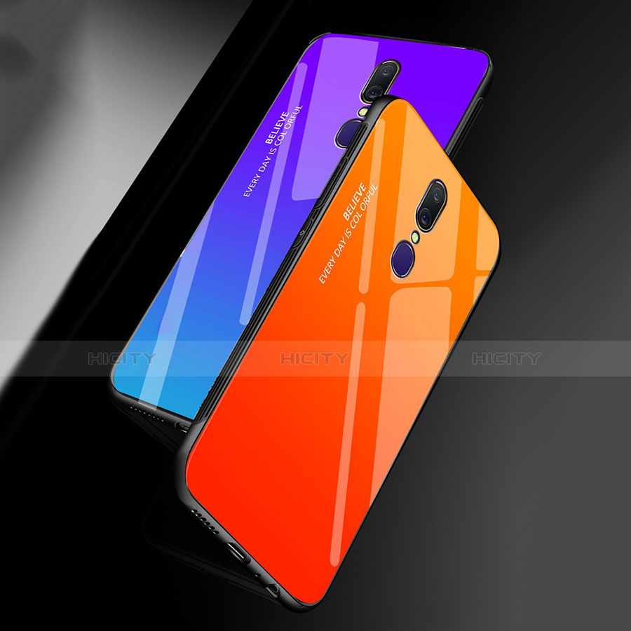 Custodia Silicone Specchio Laterale Sfumato Arcobaleno Cover per Oppo A9X