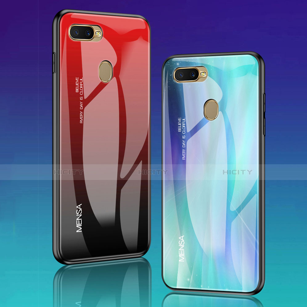 Custodia Silicone Specchio Laterale Sfumato Arcobaleno Cover per Oppo AX7