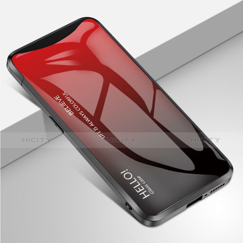 Custodia Silicone Specchio Laterale Sfumato Arcobaleno Cover per Oppo Find X Super Flash Edition Rosso