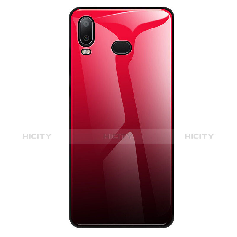 Custodia Silicone Specchio Laterale Sfumato Arcobaleno Cover per Samsung Galaxy A6s Rosso