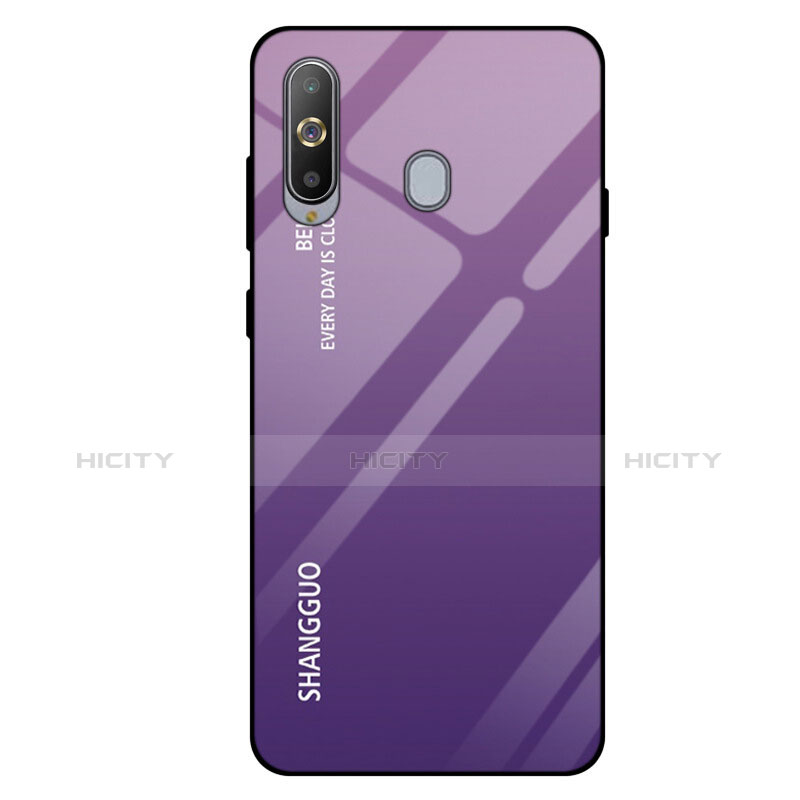 Custodia Silicone Specchio Laterale Sfumato Arcobaleno Cover per Samsung Galaxy A8s SM-G8870 Viola