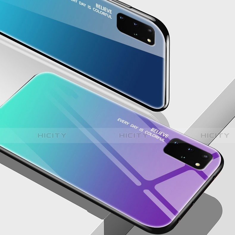 Custodia Silicone Specchio Laterale Sfumato Arcobaleno Cover per Samsung Galaxy S20 Plus 5G