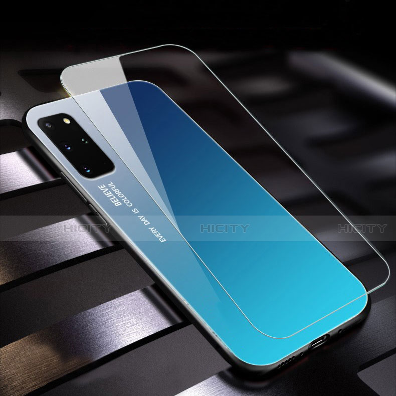 Custodia Silicone Specchio Laterale Sfumato Arcobaleno Cover per Samsung Galaxy S20 Plus