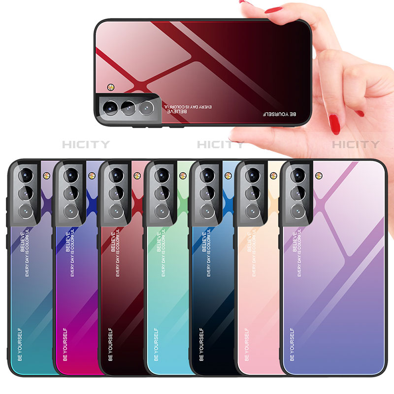Custodia Silicone Specchio Laterale Sfumato Arcobaleno Cover per Samsung Galaxy S21 Plus 5G