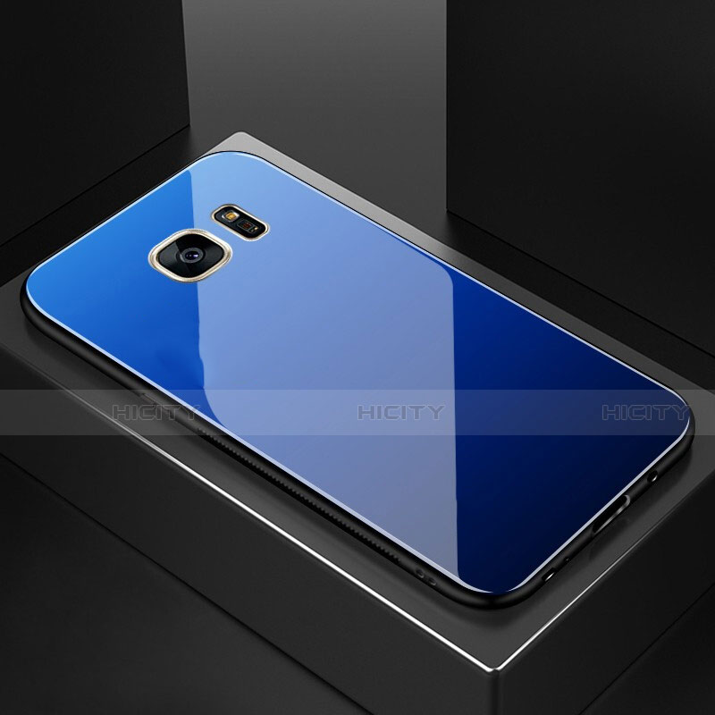 Custodia Silicone Specchio Laterale Sfumato Arcobaleno Cover per Samsung Galaxy S7 Edge G935F