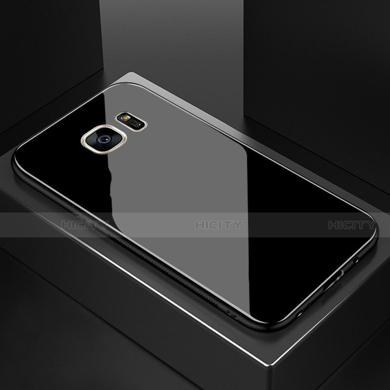 Custodia Silicone Specchio Laterale Sfumato Arcobaleno Cover per Samsung Galaxy S7 Edge G935F Nero