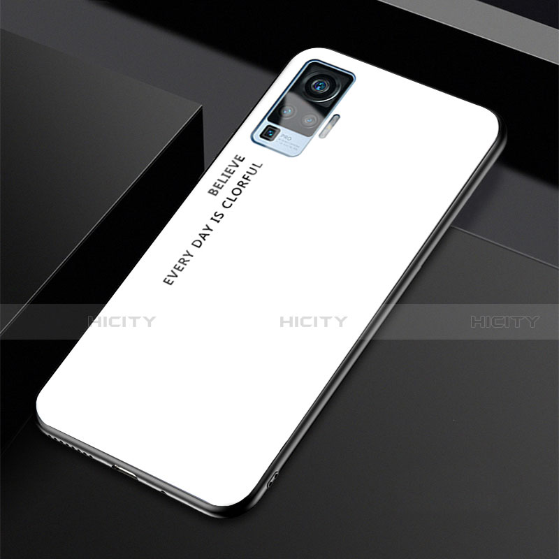 Custodia Silicone Specchio Laterale Sfumato Arcobaleno Cover per Vivo X50 Pro 5G
