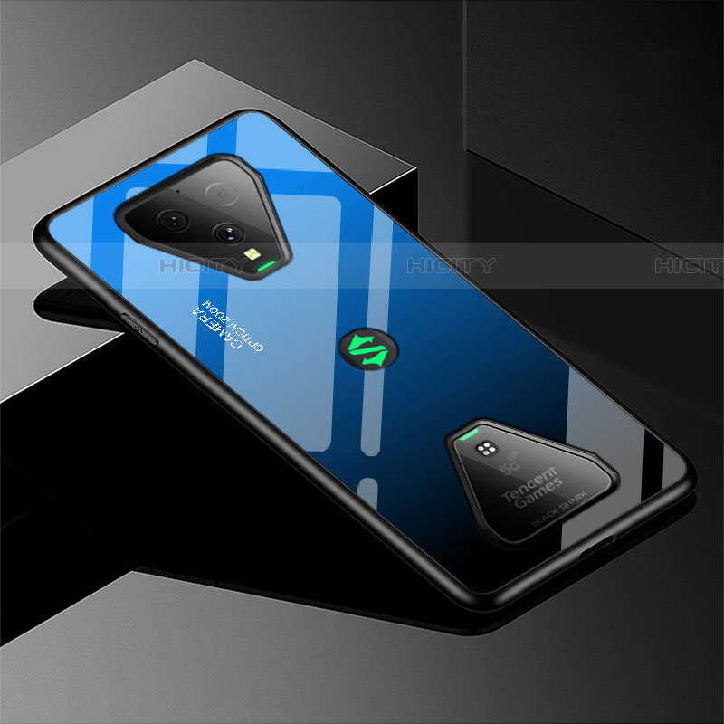 Custodia Silicone Specchio Laterale Sfumato Arcobaleno Cover per Xiaomi Black Shark 3 Blu