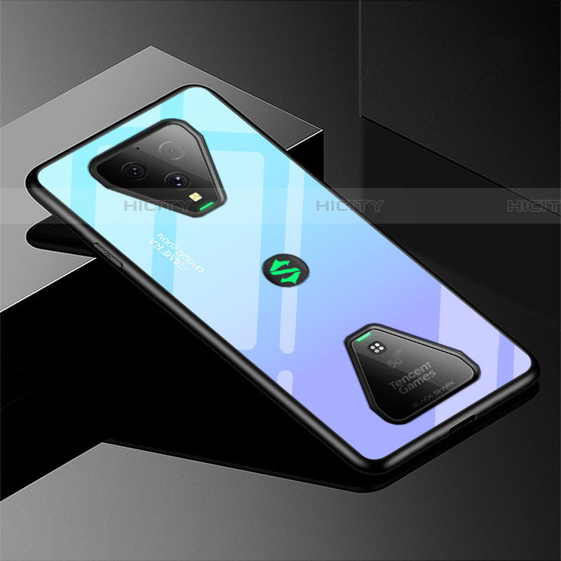 Custodia Silicone Specchio Laterale Sfumato Arcobaleno Cover per Xiaomi Black Shark 3 Pro Cielo Blu