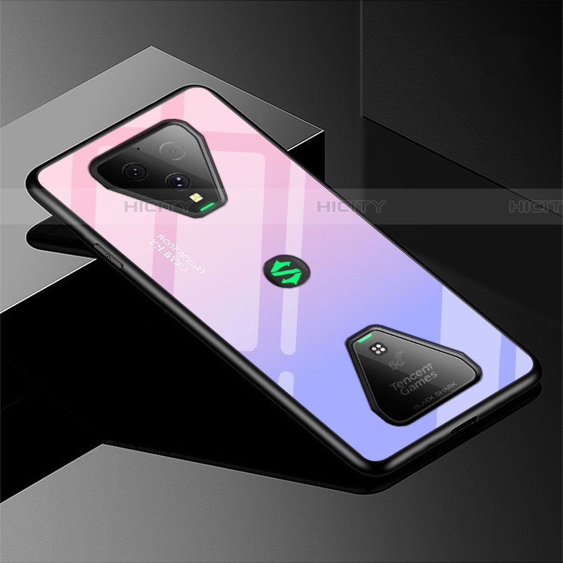 Custodia Silicone Specchio Laterale Sfumato Arcobaleno Cover per Xiaomi Black Shark 3 Pro Rosa Caldo