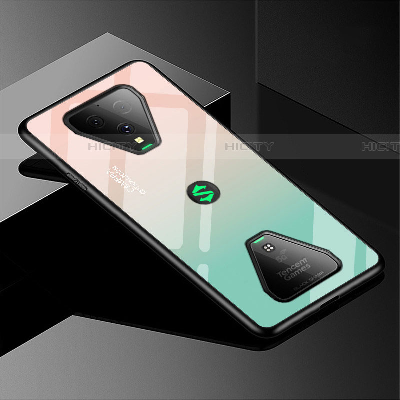 Custodia Silicone Specchio Laterale Sfumato Arcobaleno Cover per Xiaomi Black Shark 3 Verde