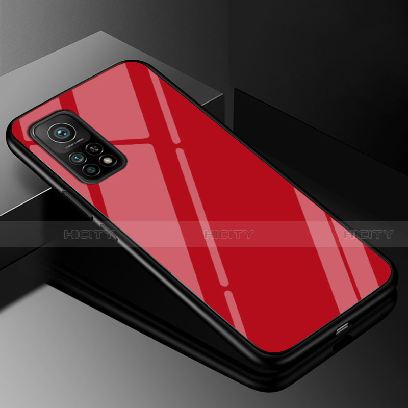 Custodia Silicone Specchio Laterale Sfumato Arcobaleno Cover per Xiaomi Mi 10T 5G Rosso