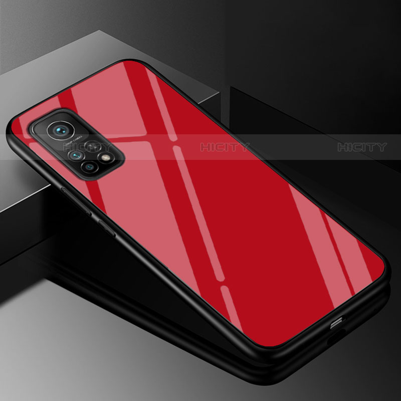 Custodia Silicone Specchio Laterale Sfumato Arcobaleno Cover per Xiaomi Mi 10T Pro 5G Rosso