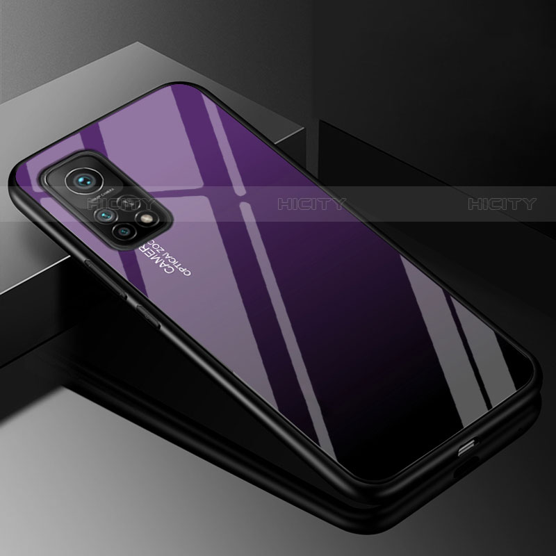 Custodia Silicone Specchio Laterale Sfumato Arcobaleno Cover per Xiaomi Mi 10T Pro 5G Viola