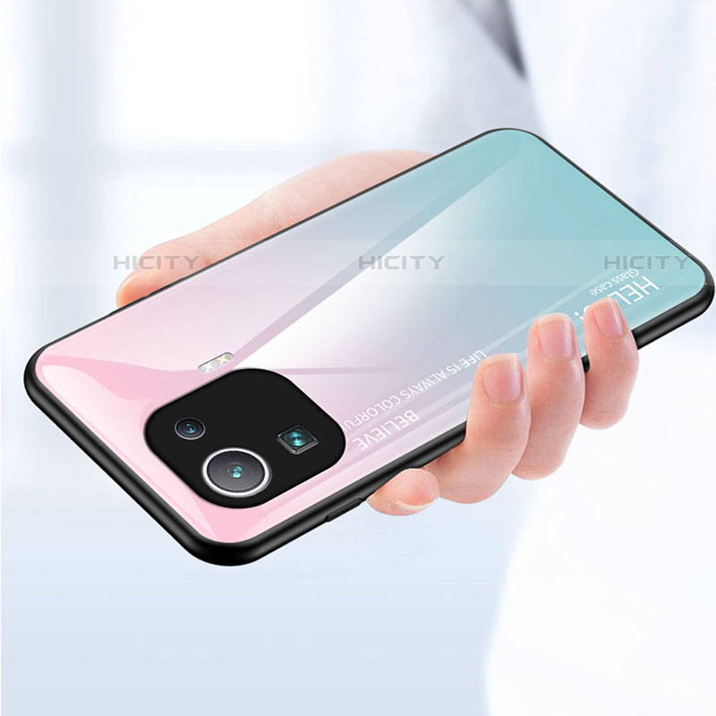 Custodia Silicone Specchio Laterale Sfumato Arcobaleno Cover per Xiaomi Mi 11 Pro 5G