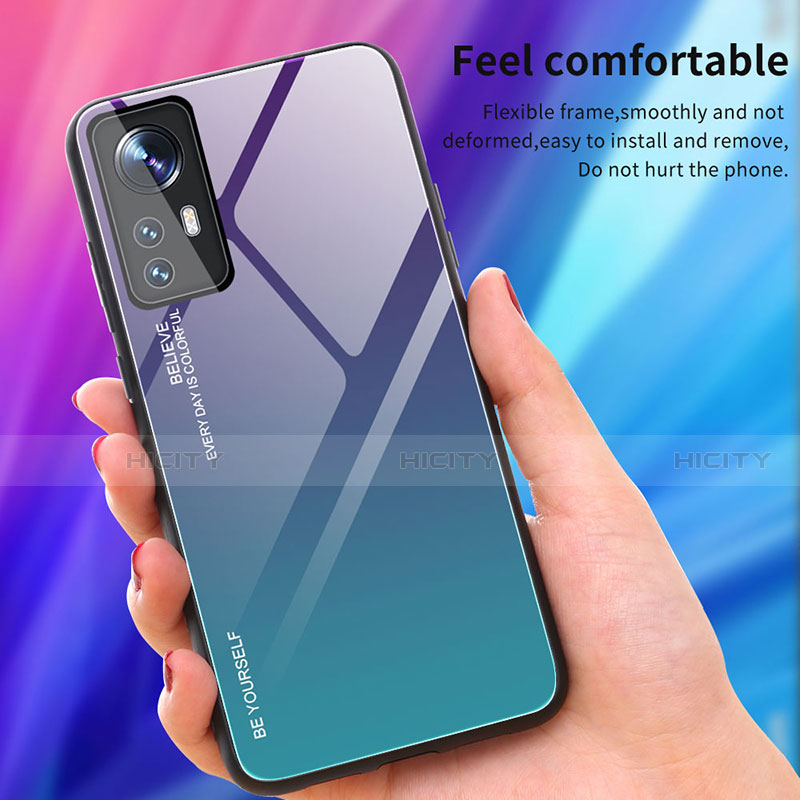 Custodia Silicone Specchio Laterale Sfumato Arcobaleno Cover per Xiaomi Mi 12 5G