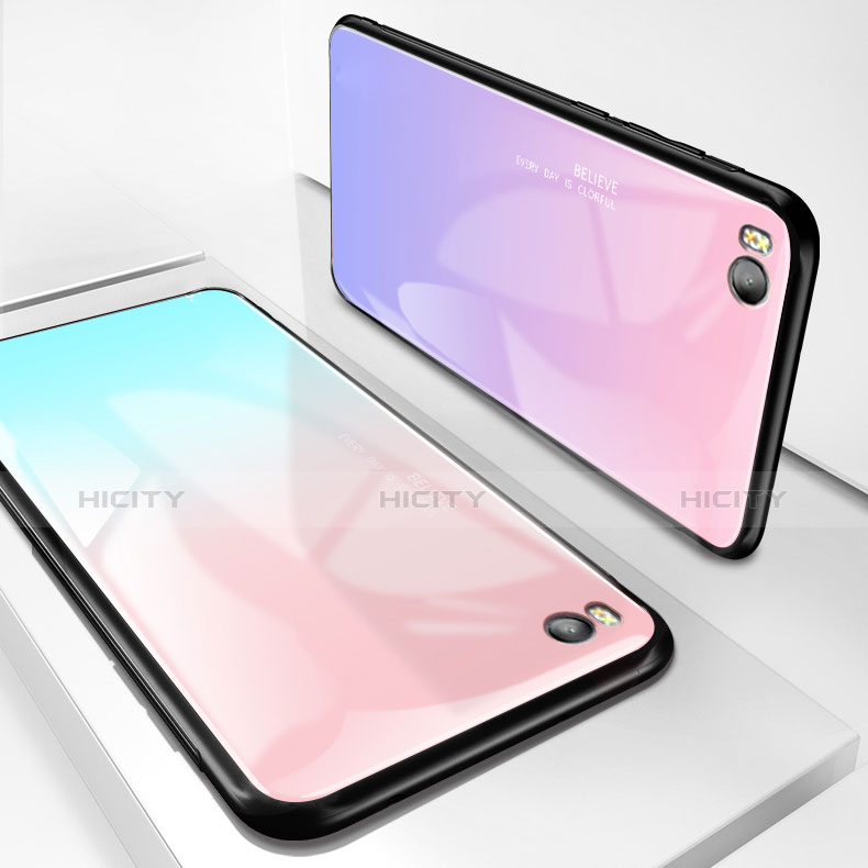 Custodia Silicone Specchio Laterale Sfumato Arcobaleno Cover per Xiaomi Mi 5S 4G