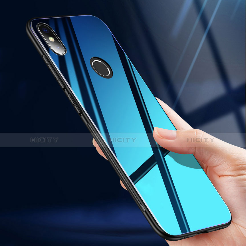 Custodia Silicone Specchio Laterale Sfumato Arcobaleno Cover per Xiaomi Mi 8