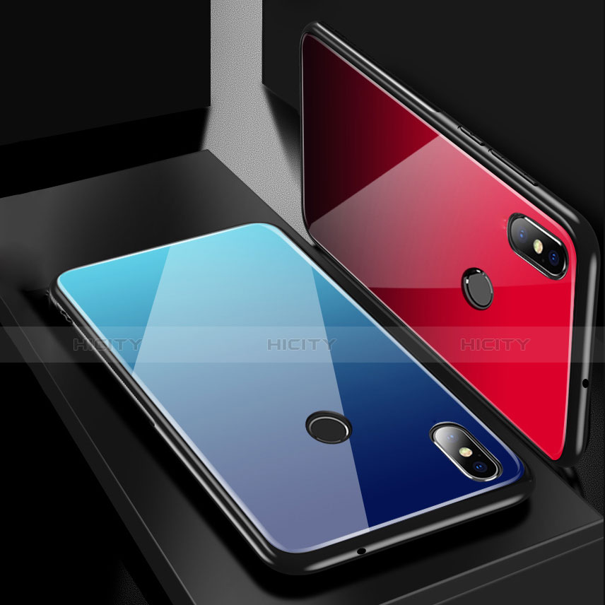Custodia Silicone Specchio Laterale Sfumato Arcobaleno Cover per Xiaomi Mi 8