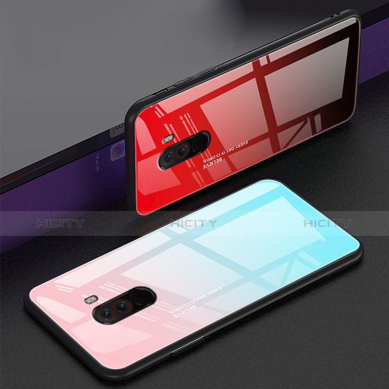 Custodia Silicone Specchio Laterale Sfumato Arcobaleno Cover per Xiaomi Pocophone F1