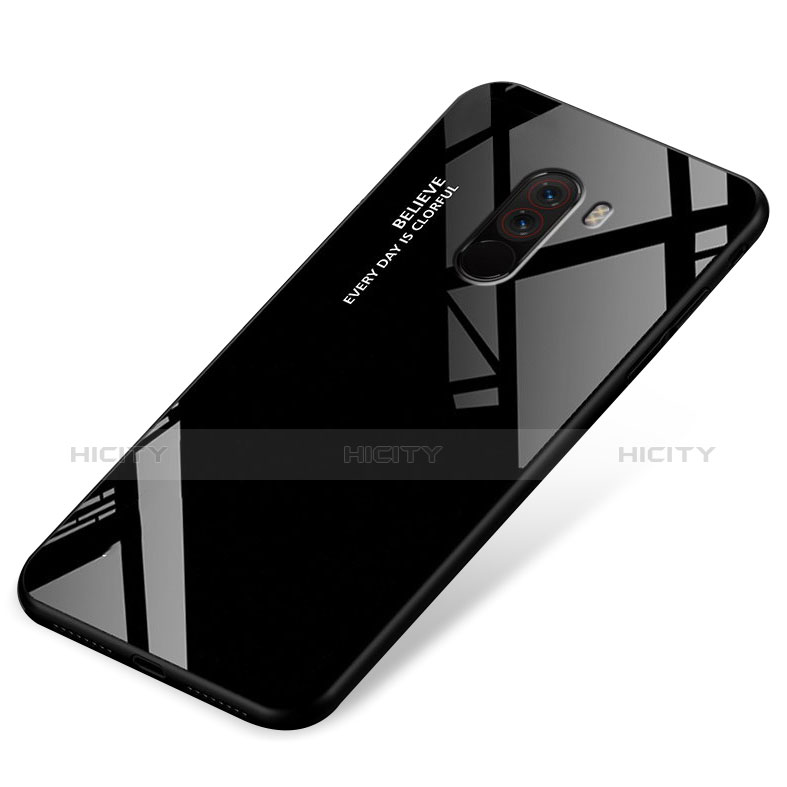 Custodia Silicone Specchio Laterale Sfumato Arcobaleno Cover per Xiaomi Pocophone F1 Nero