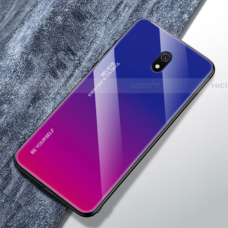 Custodia Silicone Specchio Laterale Sfumato Arcobaleno Cover per Xiaomi Redmi 8A