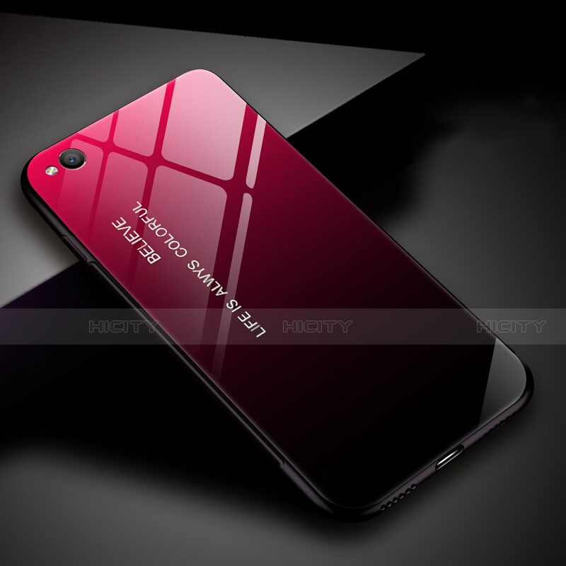 Custodia Silicone Specchio Laterale Sfumato Arcobaleno Cover per Xiaomi Redmi Go Rosso