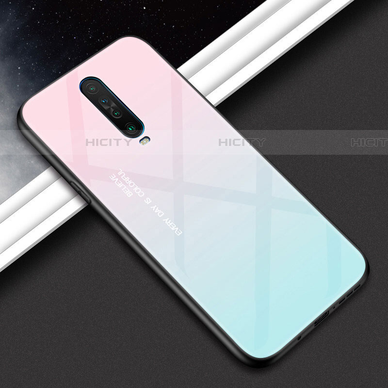 Custodia Silicone Specchio Laterale Sfumato Arcobaleno Cover per Xiaomi Redmi K30 5G Rosa