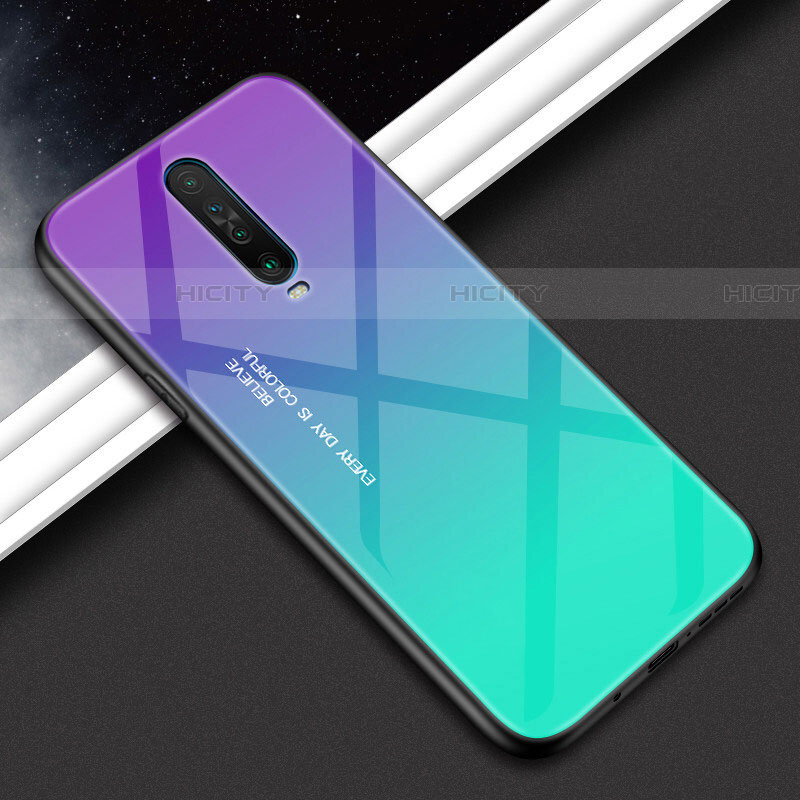 Custodia Silicone Specchio Laterale Sfumato Arcobaleno Cover per Xiaomi Redmi K30 5G Verde